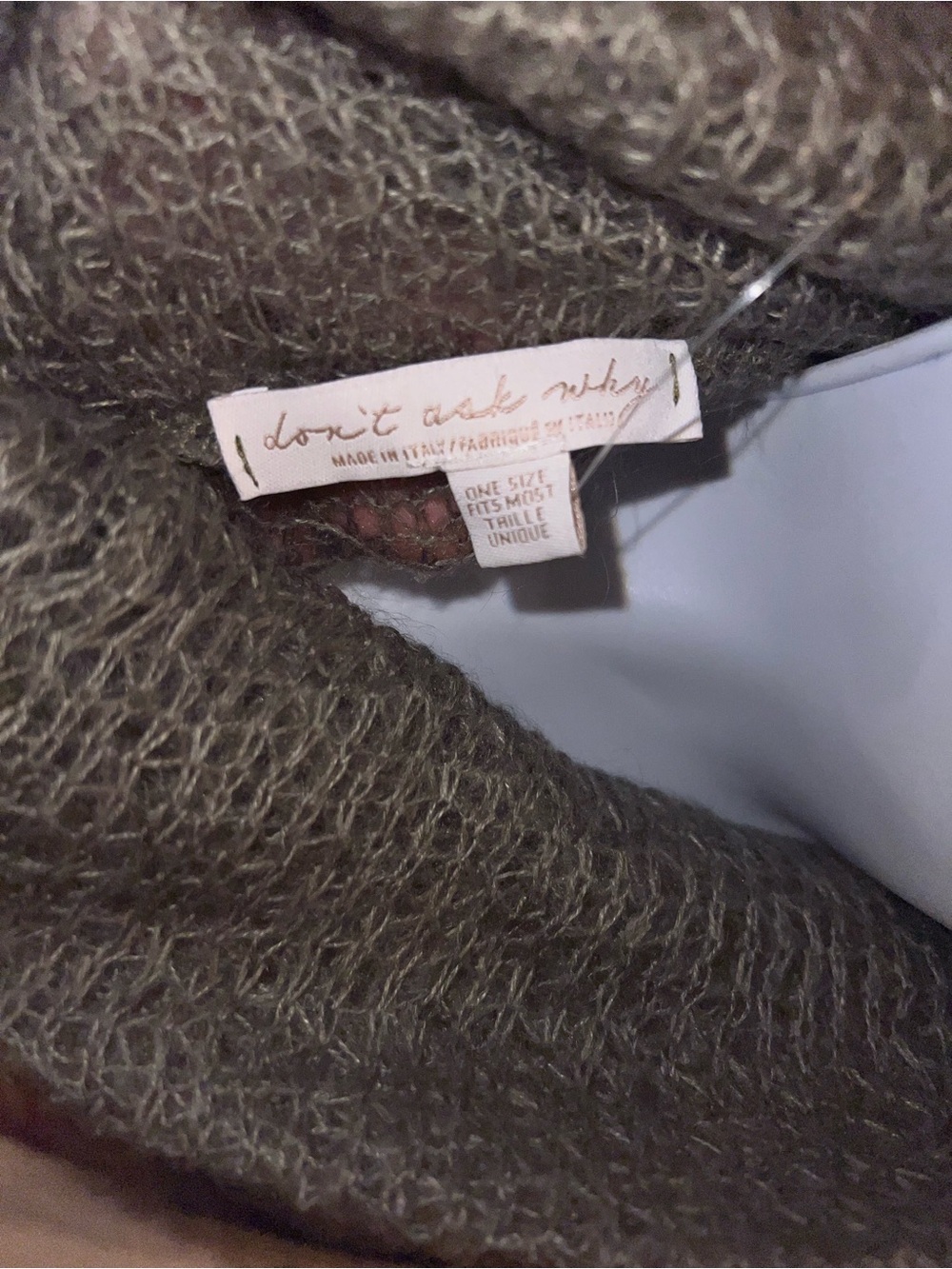 Cropped Open-Knit Cowl Neck Sweater in Olive - Picture 4 of 7